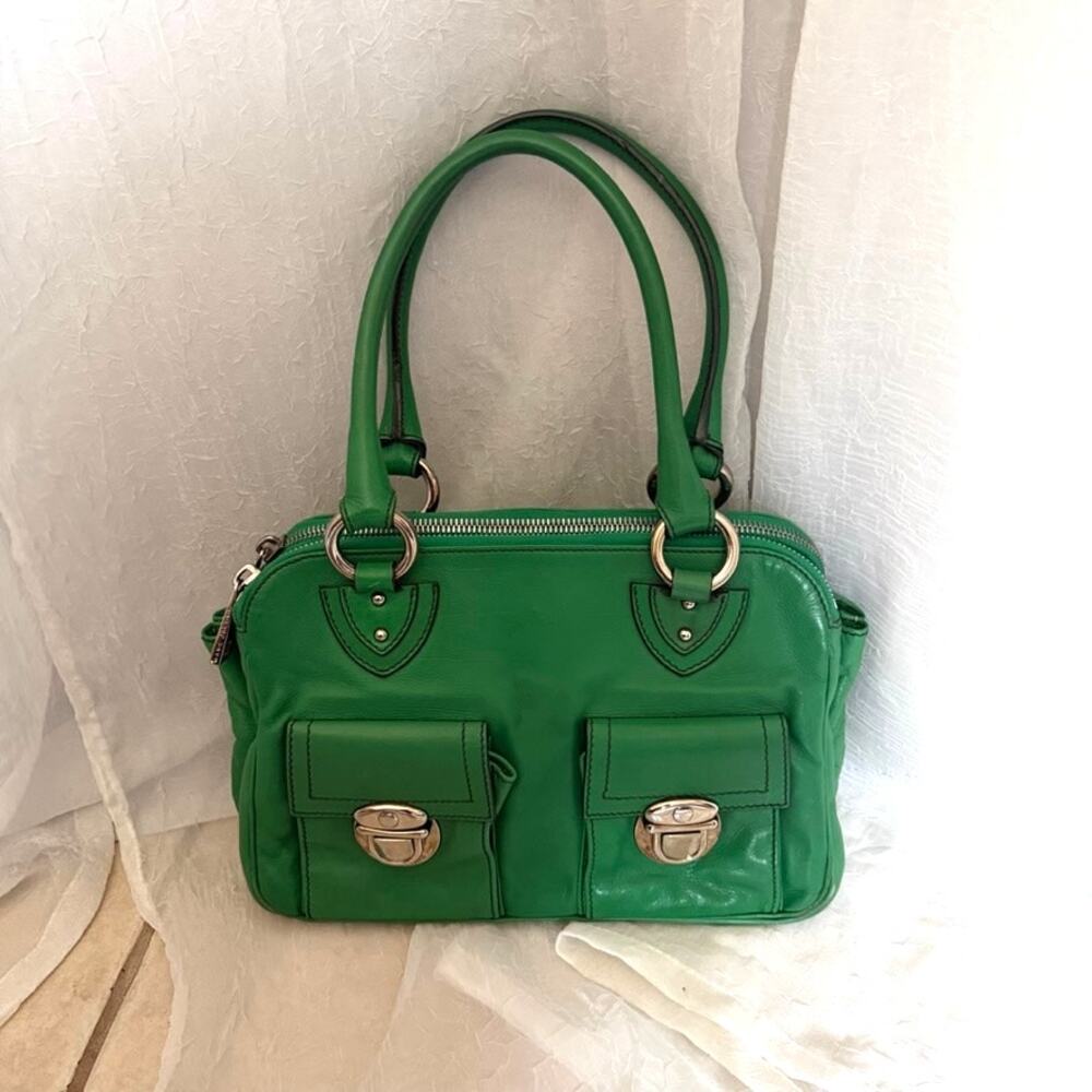 Marc Jacobs Venetia Satchel Green Leather Silver Hardware Iconic Y2k Fashion